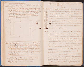 open book with a teapot design and notes